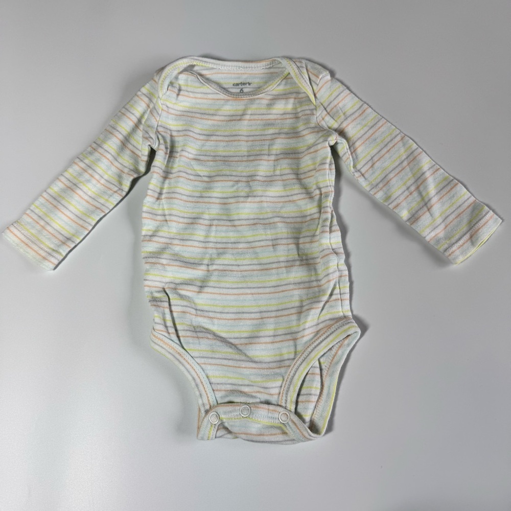 Baby Girl Onesies Size 6 Months Bodysuits Stripes Polka Dots Carter’s Yellow - Picture 14 of 16
